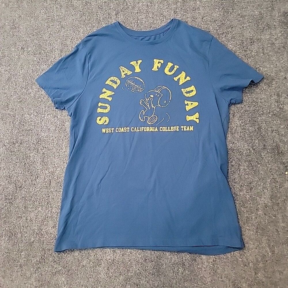 Goodfellow Co Blue Graphic Vintage Collegiate Football TShirt Snoopy Size L